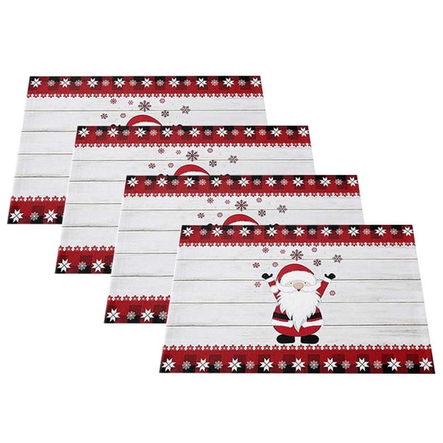 Christmas Linen Placemat Heat Insulation Mat Washable Table Mat Festive Decor Set