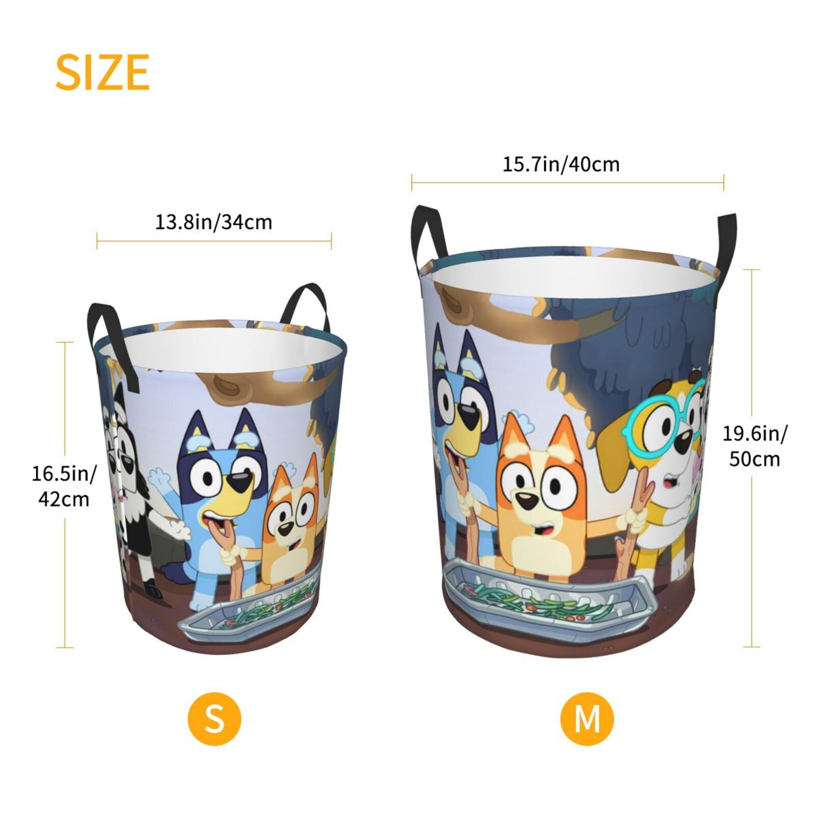 Johaoi Bluey Pattern Round Large Laundry Basket -Storage Basket - Toy Storage Basket, Perfect as Hamper, Kids Room Storage, and Toy Containment-