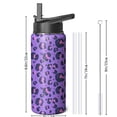 thumbnail image 4 of Leopard Print Insulated Stainless Steel Water Bottle with Straw & Cleaning Brush – 18 Oz | Leakproof, BPA-Free, 304 Stainless Steel, Wide Mouth, Travel Mug for Car, Gym, Office, 4 of 5
