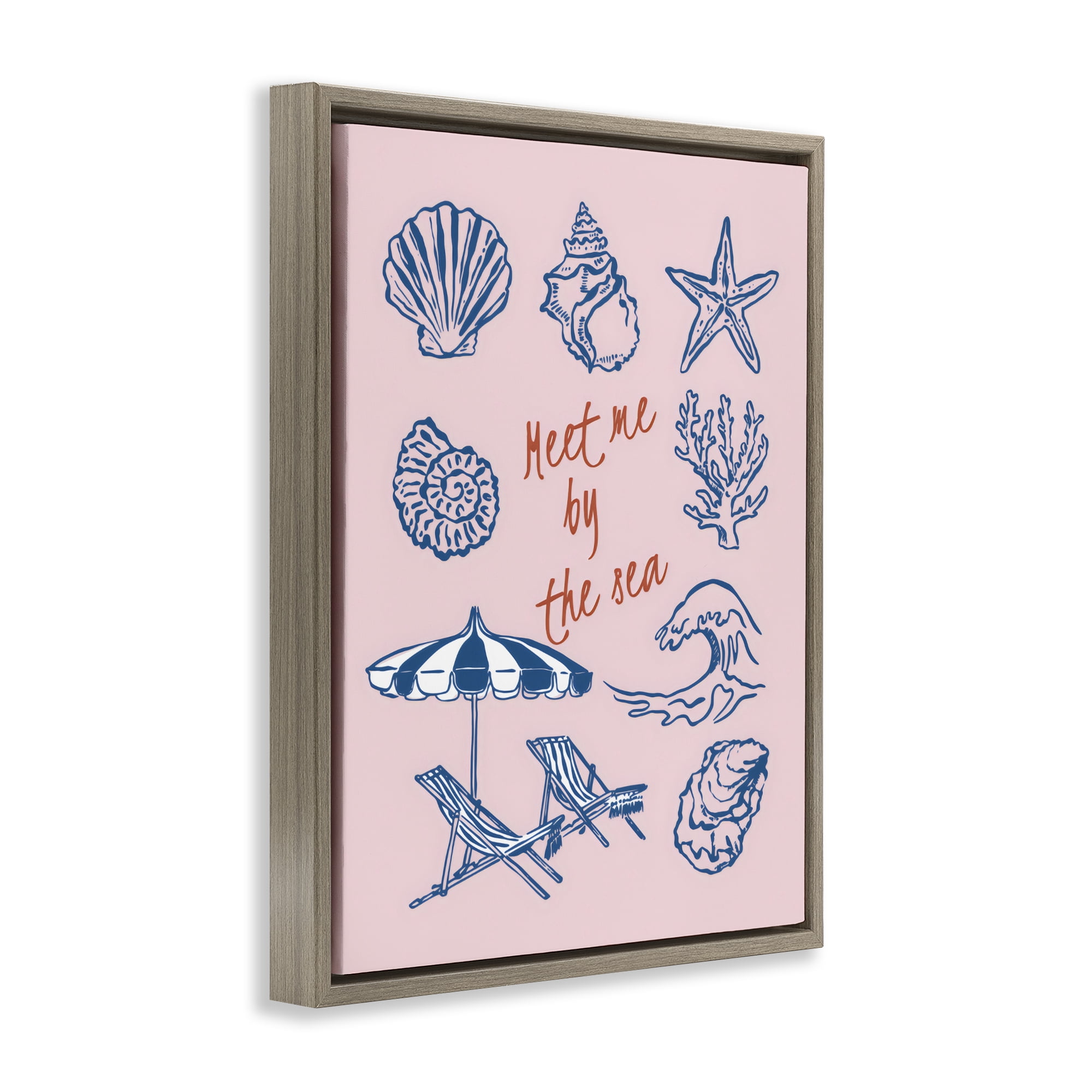 Stupell Industries Meet Me By The Sea Brown Framed Floater Canvas Wall Art, design by The Prints Vibe