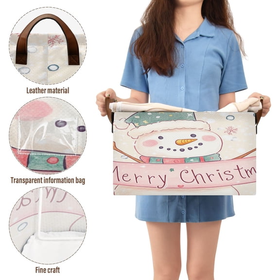 BZSMCE Collapsible Fabric Cube Storage Bins Fashion Cute Snowman Painting Design Pattern Storage Box