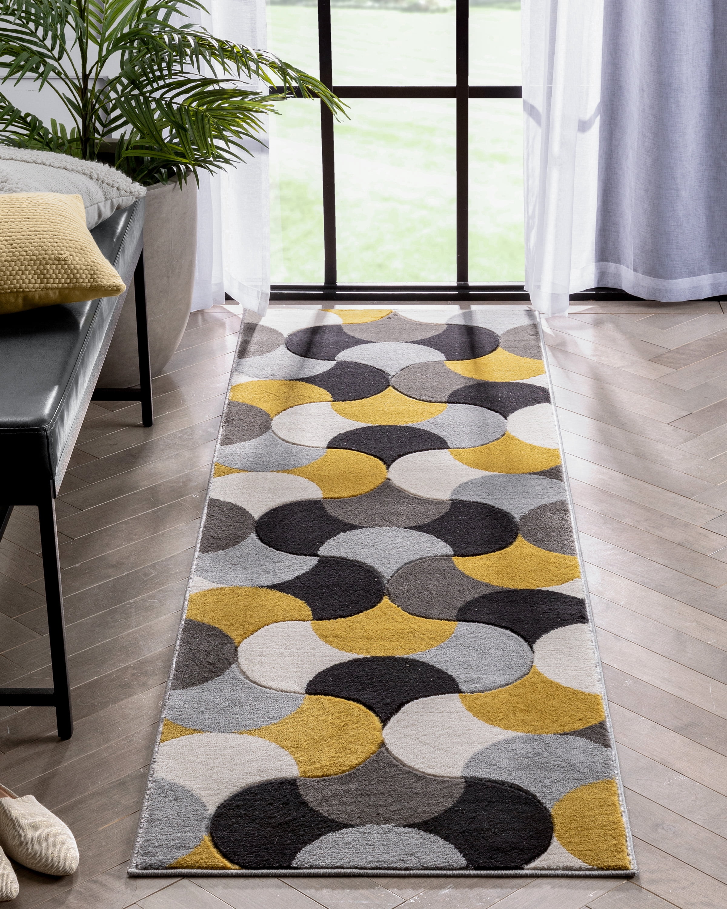 Well Woven Good Vibes Helena Modern Geometric Gold 2'7" x 7'3" Runner Rug