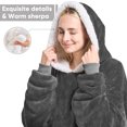 thumbnail image 6 of PMONPA Wearable Blanket Hoodie, Flannel Sherpa Fleece, Warm and Cozy Giant Sweatshirt for Adult, Woman and Man, One Size Fits All (Gray), 6 of 7