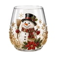 thumbnail image 2 of Christmas Glassware, 3D Embossed Snowman Drinking Glass, Family Party Christmas Table Decor, Farmhouse Christmas Bar Display Accent, 3.5X3 Inch 1-Piece Clear Stemless Glass Cup, 2 of 6