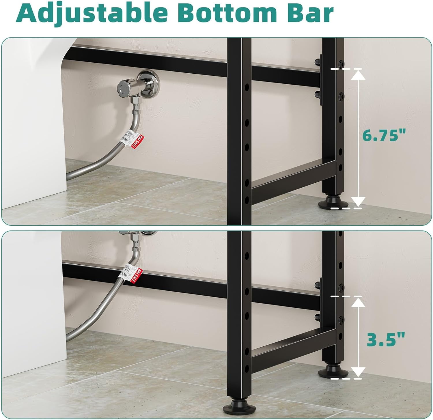 8 Tier Over The Toilet Storage with Side Rack, Bathroom Organizer Metal Shelves for Towels, Black