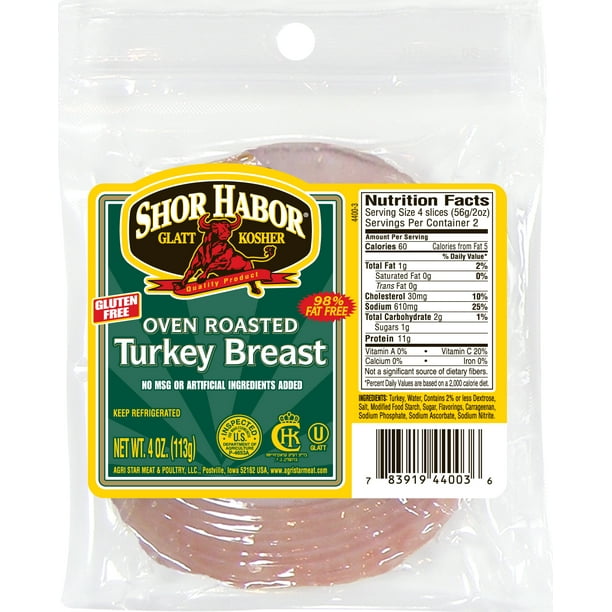 Shor Habor Sliced Oven Roast Turkey Breast, 4 Oz ...