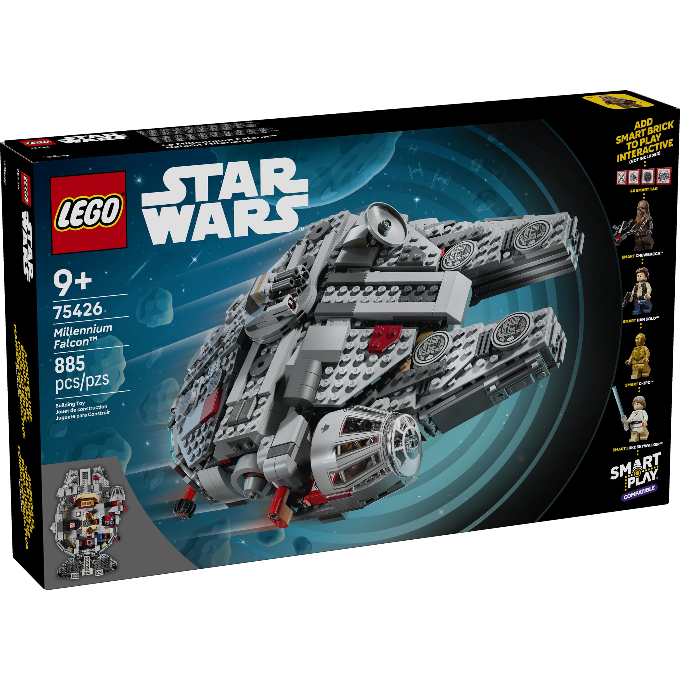 LEGO Star Wars SMART Play: Halcón Milenario Juguete de Construcción para Niños - Set Compatible con 4 Etiquetas SMART y 4 Minifiguras LEGO - Regalo para Niños, Niñas y Fans Mayores de 9 Años - 75426 2