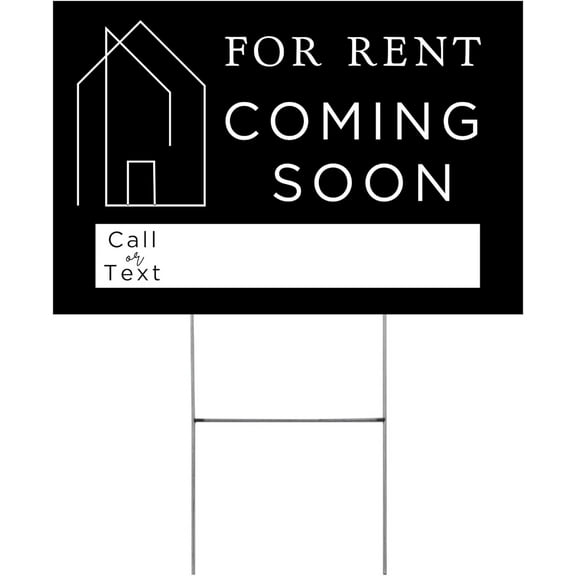 Coming Soon For Rent Real Estate Sign for Home  12 x 18 Yard Sign with H Frame Stake Home for Sale Double Sided Open House Realtor For Rent by Owner Classy White Minimalist Modern