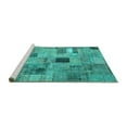 thumbnail image 2 of Ahgly Company Machine Washable Indoor Rectangle Patchwork Turquoise Blue Transitional Area Rugs, 6' x 9', 2 of 4