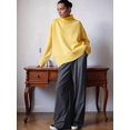 thumbnail image 3 of Women'S Sweater Thick Long Sleeve Knit Pullover High-Low Hem Fashion Autumn and Winter Basic Pullover Top Yellow S, 3 of 8