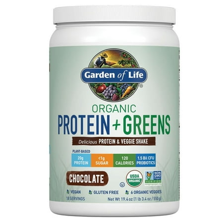 Garden of Life Organic Protein & Greens Powder, Chocolate, 1.2