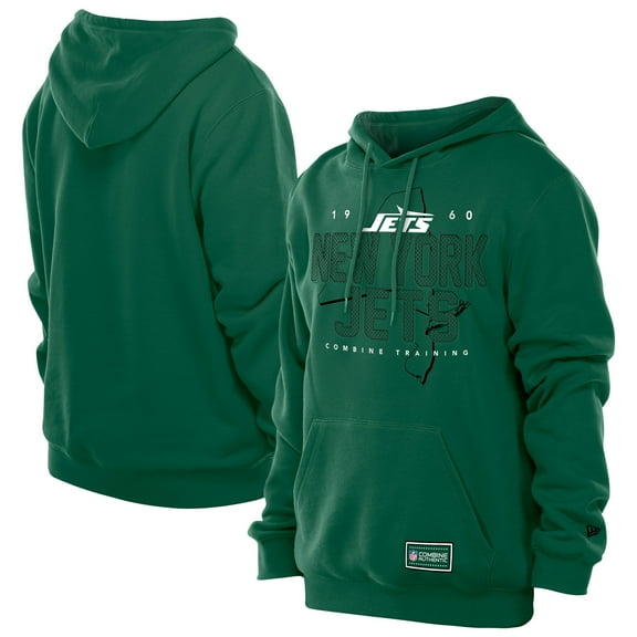 Men's New Era Green New York Jets Combine Authentic Local State Throwback Hoodie