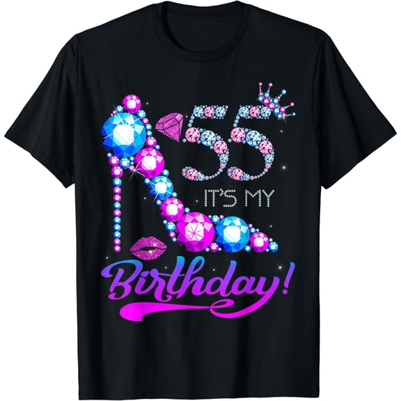 Cute 55 Years Old It's My 55th Birthday Party Gems High Heel T-Shirt