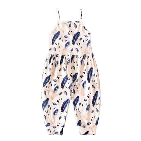 

VerPetridure Clearance Baby Girls Floral Jumpsuit with Pockets Summer Casual Rompers Kids One Piece Cute Strap Toddler Pants Backless Outfits