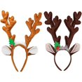 thumbnail image 1 of Marrón oscuro Marrón claro Cuernos de reno Diadema Tocado Reno Juguete de peluche para Navidad Pascua Fiesta de Halloween, 2 piezas Namotu WMZY-710, 1 of 7