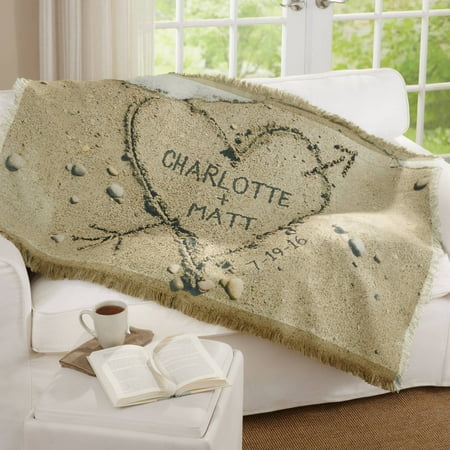 Personalized Heart in Sand Throw