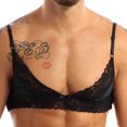 thumbnail image 3 of Sujetador erótico para hombre, lencería Sissy, Bralette de encaje sin aros, Top corto sin forro, tirantes finos ajustables, chaleco Sexy para hombre Gay, 3 of 5