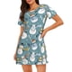 thumbnail image 1 of Fotbe Snowflake Scarf Snowman Bata de Dormir para Mujer con Estampado, Camisón de Algodón de Manga Corta, Ropa de Dormir Casual, 1 of 6