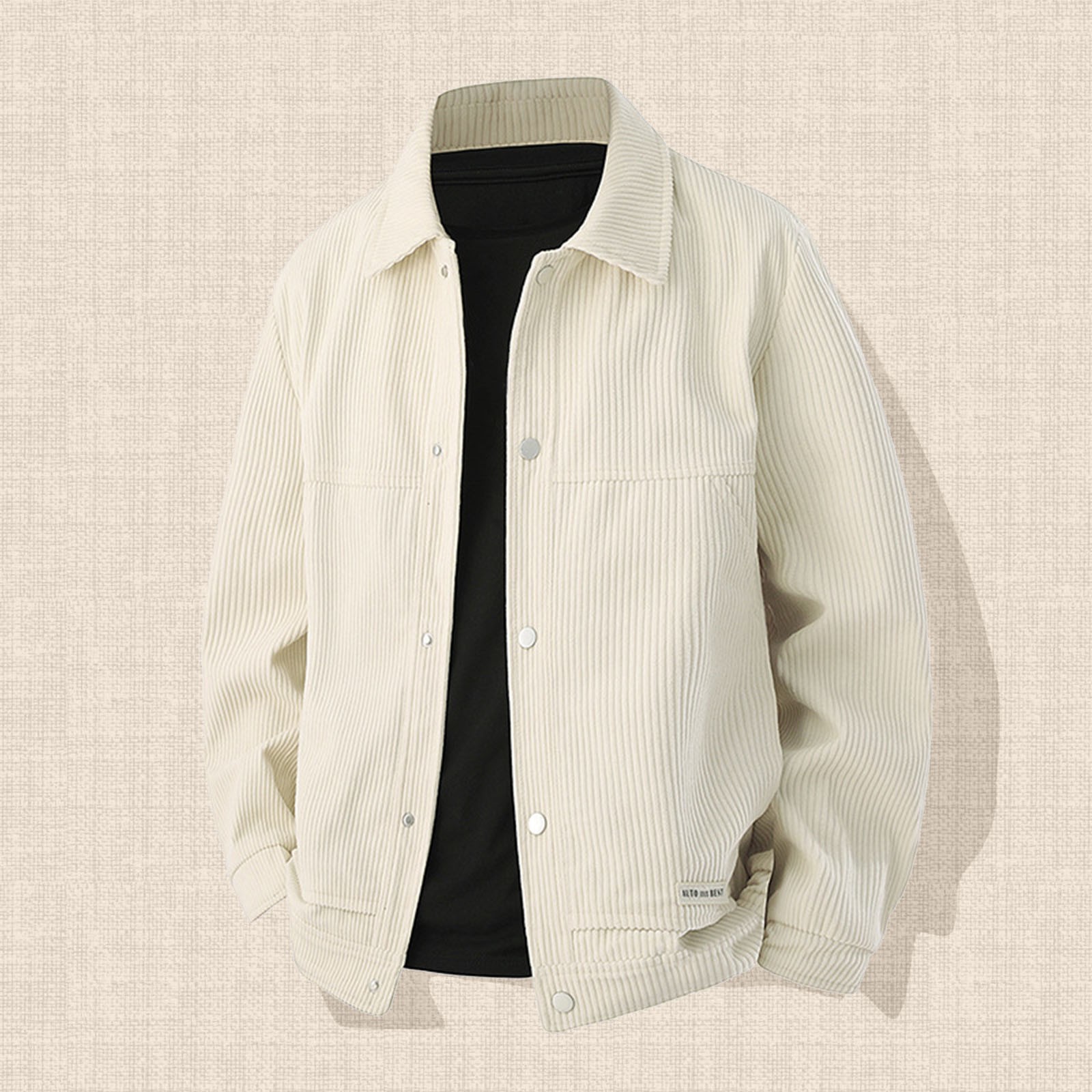 Men Corduroy Bomber Jacket Lightweight Casual Windbreaker Zip Up Coat Fashion Stylish Fall Jackets with Pocket (Beige,4X-Large)