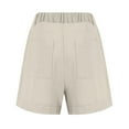 thumbnail image 4 of Linen Shorts for Women Summer Plus Size Bermuda High Waist Work Button Wide Leg Khaki Short Twill Chino Casual Ladies Trouser With Pocket 5" Inseam, 4 of 8