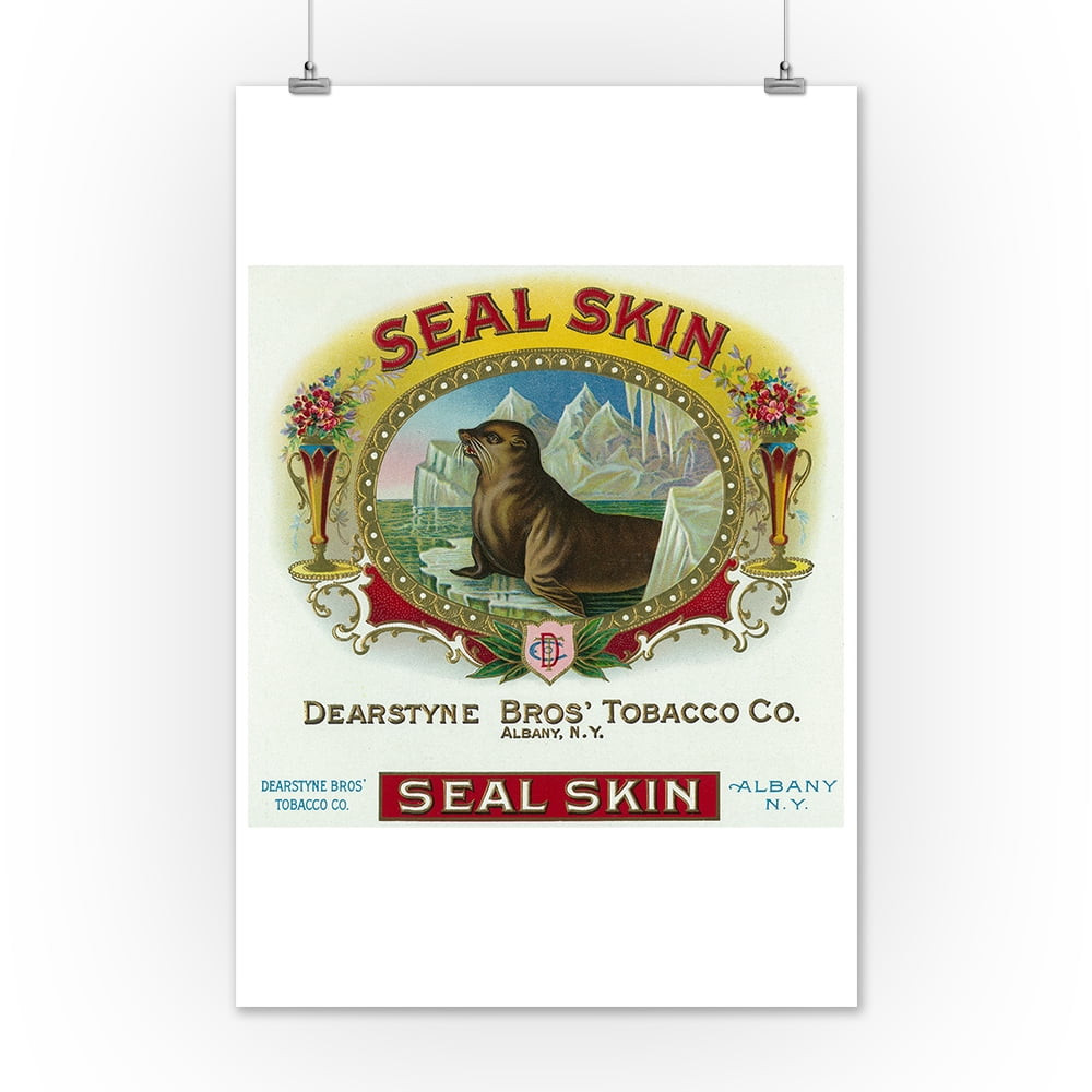seal skin brand cigar box label 12x18 art print wall decor travel