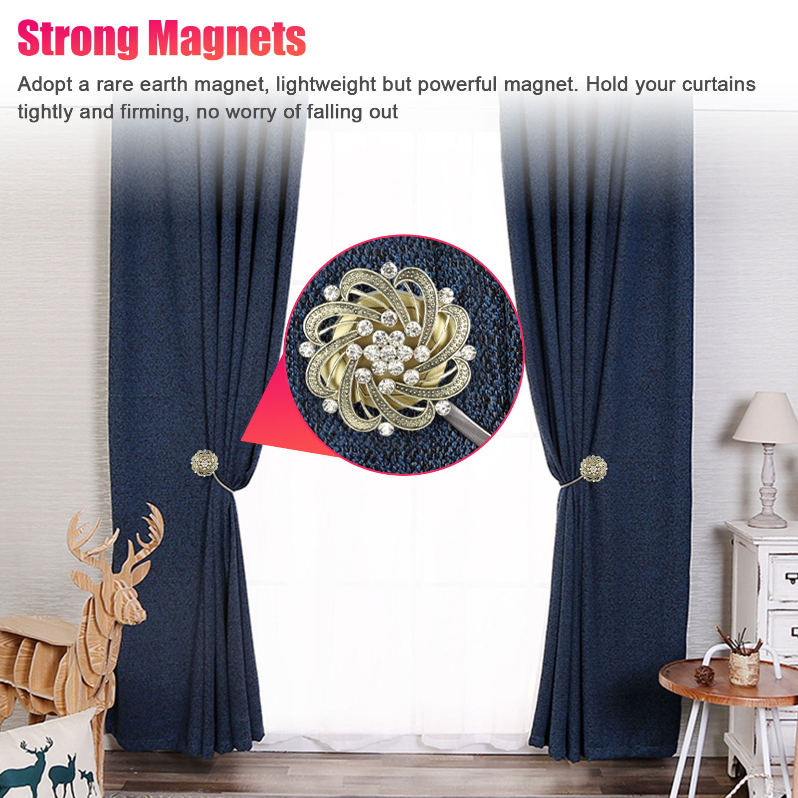Flowers House Window Decoration Curtain Magnetic Buckle Tie-Backs Holdback Clip 