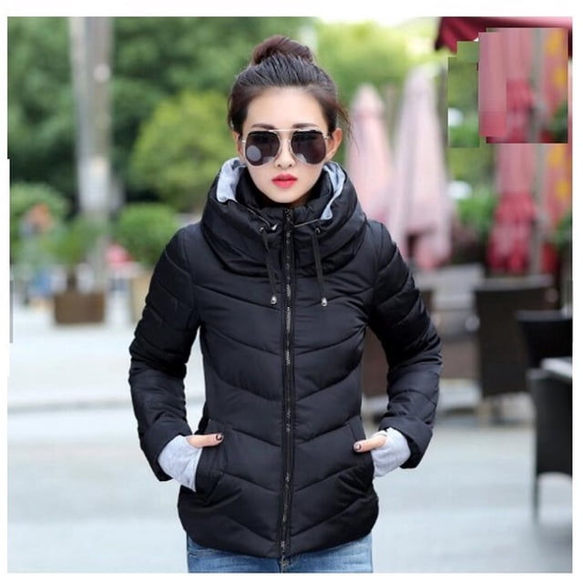 Chamarra De Mujer Invierno Con Capucha Acolchada Impermeable-Negro-M Dara Baby Meimei Dam0019_1