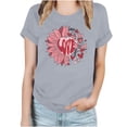 thumbnail image 2 of Meichang T-Shirts Joyeuse Saint-Valentin Femmes Mignon Imprimé Cœur T-Shirts Mignons Hauts Col Rond Manches Courtes T-Shirts de Vacances Saint-Valentin, 2 of 4