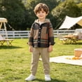 thumbnail image 4 of Daiosportswear Toddler Boys Button Down Plaid Hoody with Joggers Sweatpants 2 Piece Outfit Sweatsuit Sets for 3-9 Years Multicolor-E, 4 of 6