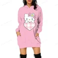 thumbnail image 4 of Sudaderas con capucha de otoño para mujer, sudaderas largas de HELLO KITTY con diseño de patchwork, sudaderas ajustadas a la moda para mujer, sudaderas con capucha, abrigos casuales para mujer, 4 of 5