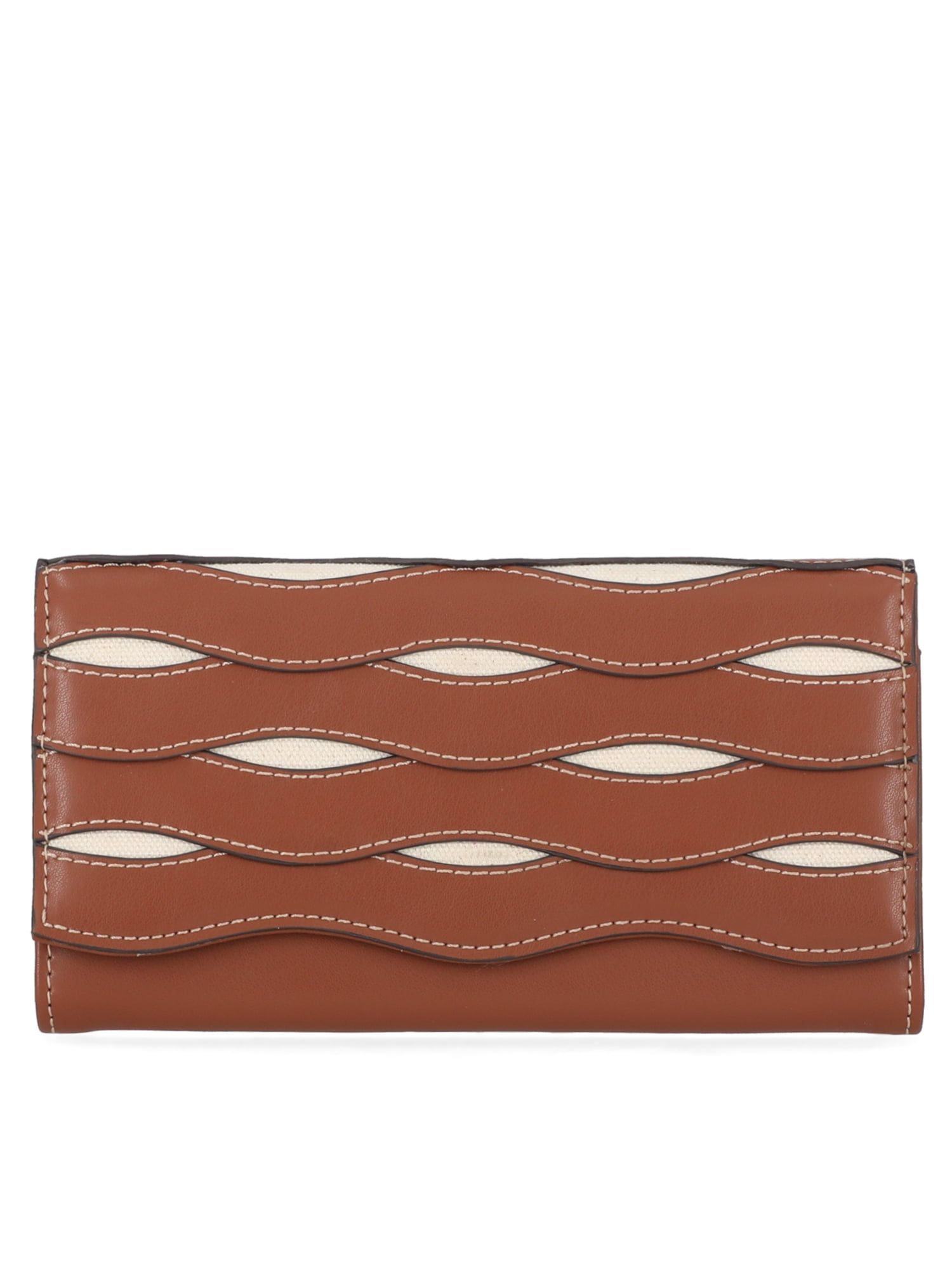 Free Assembly Women's Avery Cut Out Clutch Wallet, Cognac Brown and Cream