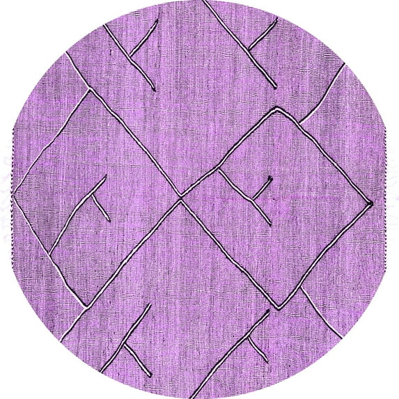 Ahgly Company Indoor Round Abstract Purple Modern Area Rugs, 6' Round