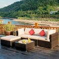 thumbnail image 1 of Costway 5PCS Outdoor Patio Rattan Furniture Set Sectional Conversation W/Beige Cushion, 1 of 9
