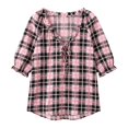 thumbnail image 2 of WCJM Womens Strap V Neck Bohemian Shirt 3/4 Sleeve Loose Fit Long Sleeve T Shirts Casual Fall (Pink,4XL), 2 of 5
