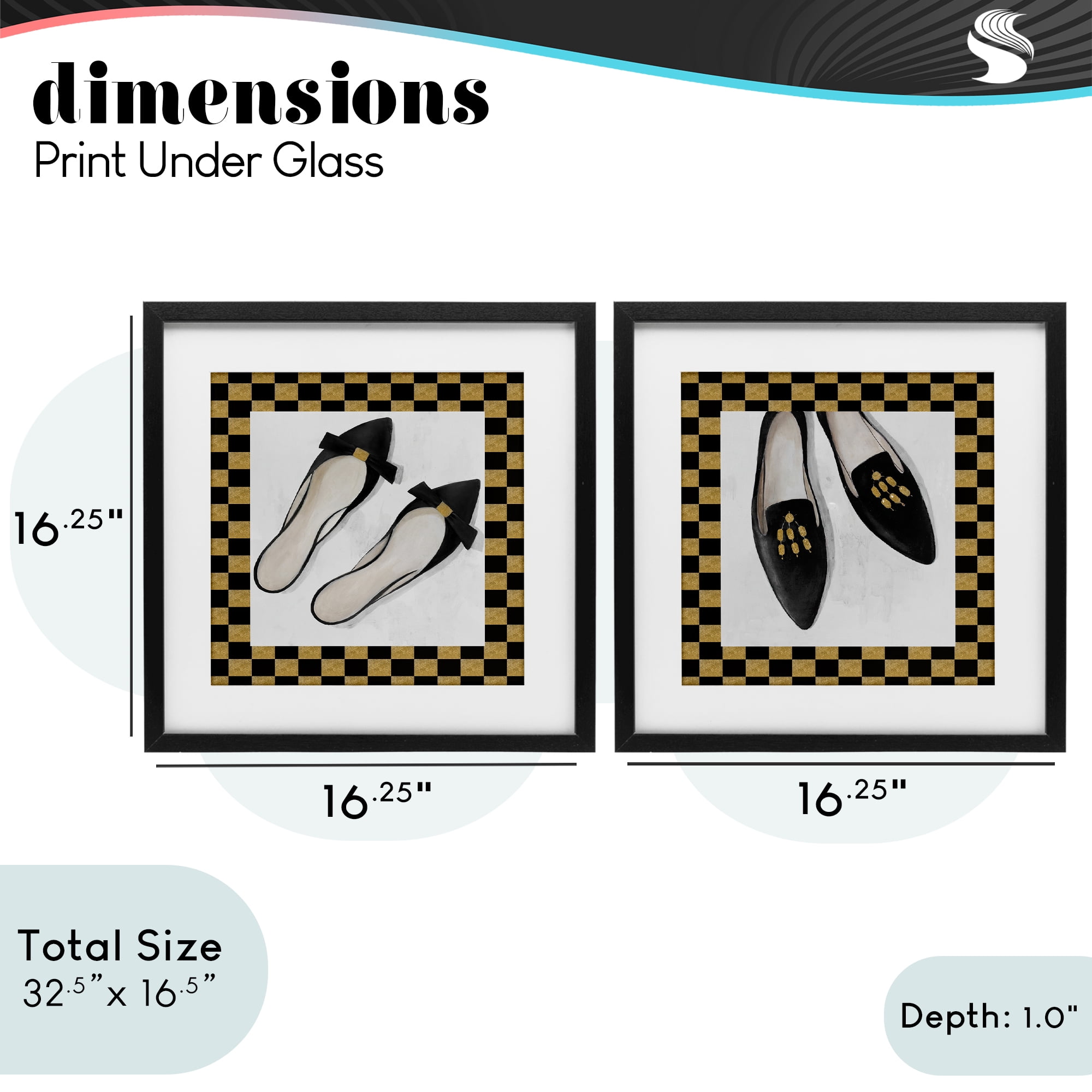 Stupell Industries Black Flats & Sliders 2 Piece Black Framed Print Under Glass Set, design by Lorenzo Collective