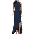 thumbnail image 1 of XDZJLR Robes pour Femmes Fendue Sans Manches Ajustée à Volants Longue Robe de Soirée, 1 of 6