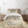 thumbnail image 3 of Ambesonne Dragon Quilted Bedspread Set 2 Pcs, Doodle Creature, Twin Size, Beige Ginger Black, 3 of 6