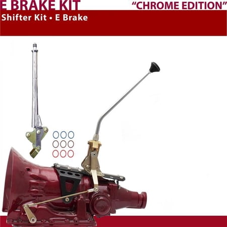 American Shifter 45RFE Shifter Kit 12 in. E Brake Chrome Push Button 11 in. Handle Ringed Knob for D8A8C