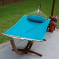 thumbnail image 4 of The Hamptons Collection Striped Reversible Sunbrella Quilted Hammock - 82" x 55" - Teal and Blue, 4 of 4