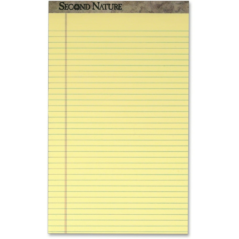 TOPS Second Nature Ruled Canary Writing Pads Legal, 12 / Pack