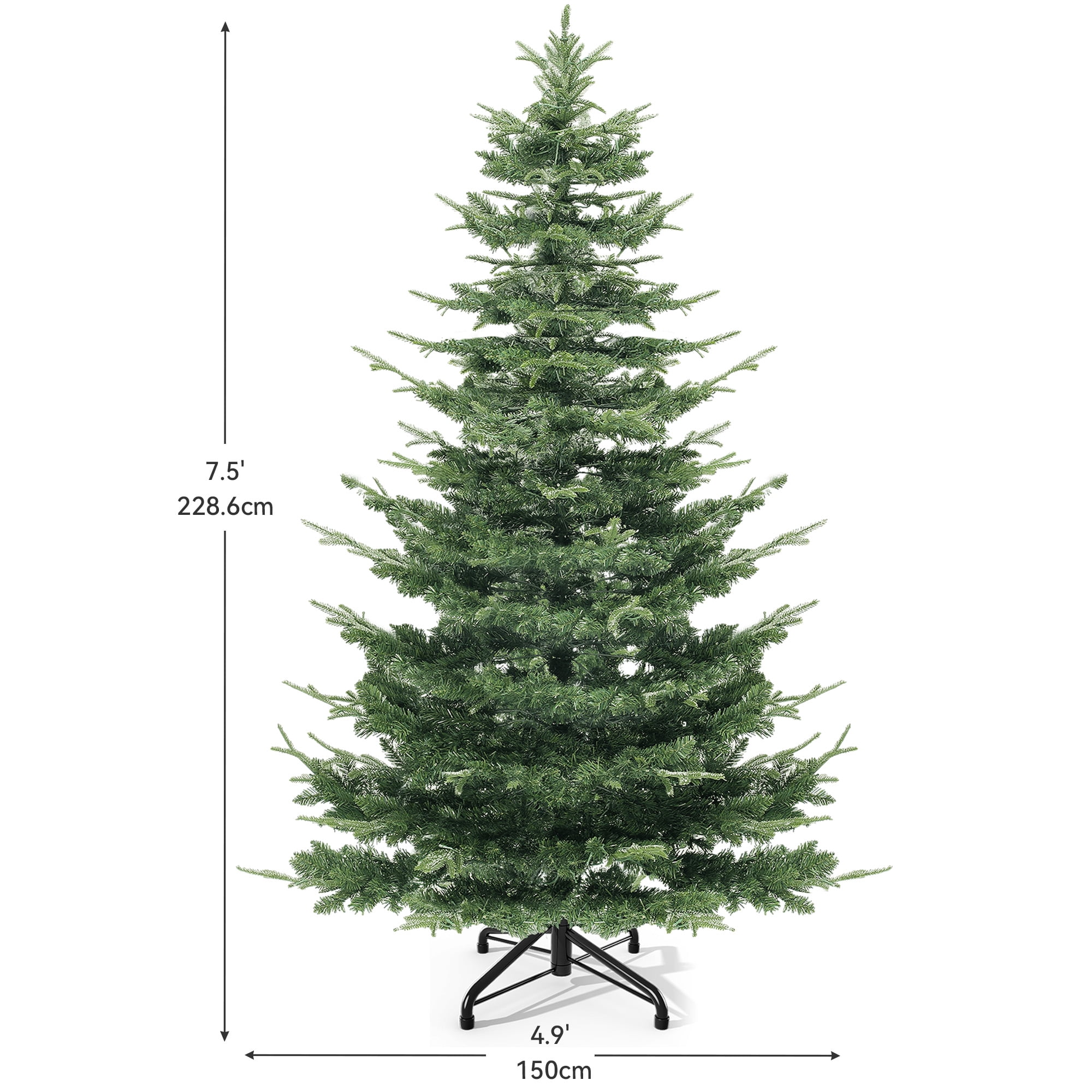 Uforic 7.5ft Pre-Lit Aspen Fir Christmas Tree,Holiday Crystal Decoration Layered Christmas Tree with 1319 PE & PVC Branch Tips and 700 Lights,Green