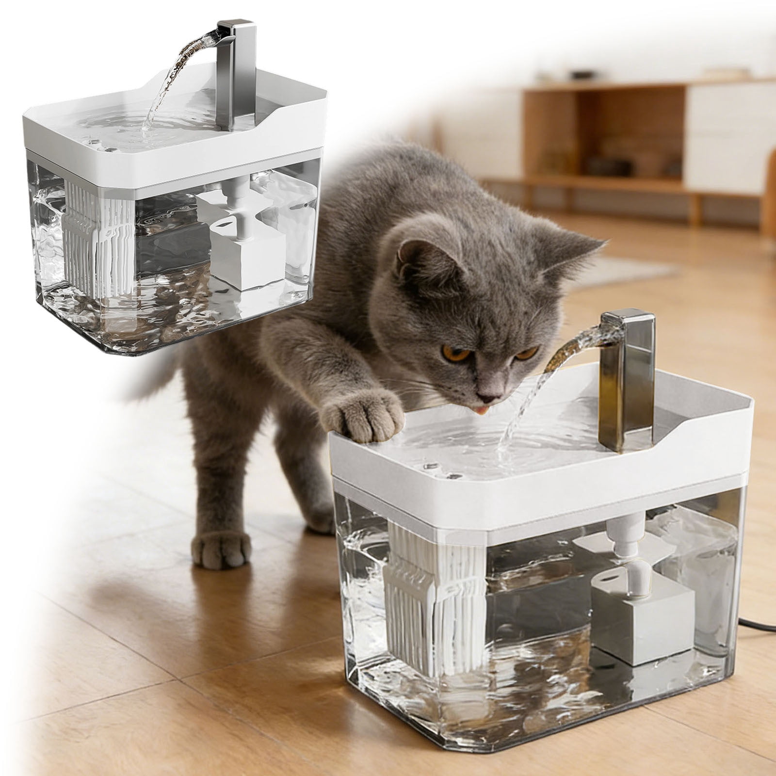 Automatic Cat Water Dispenser, 1.5L Quiet Pet Fountain with Smart Sensor & Low Water Shut-Off - Easy Clean Design for Indoor Pet Hydration