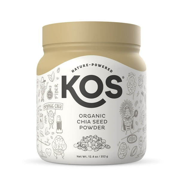 KOS Organic Chia Seed Powder, Raw Ground Natural Fiber Source, 12.4oz