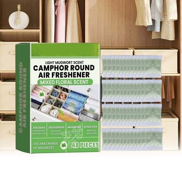 Floral Camphor Artemisia Air Freshener Tablets | 48 Pack | Continuous Aroma Release | Portable Design | Mood Enhancer | Sleep Support | Home Office Environment Improvement