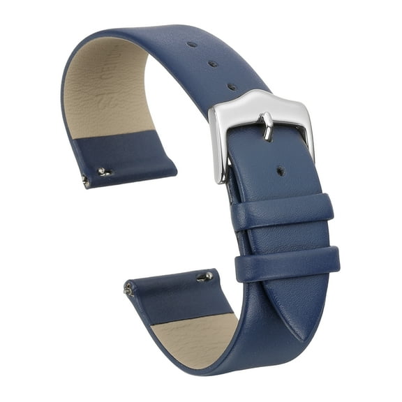 Uxcell 22mm Blue Genuine Leather Watch Bands with Silver Buckle for Men Women