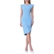 thumbnail image 2 of Vestido midi de oficina para mujer Inspire Chic, con cuello redondo, mangas con volantes, talla XL, color azul, 2 of 5