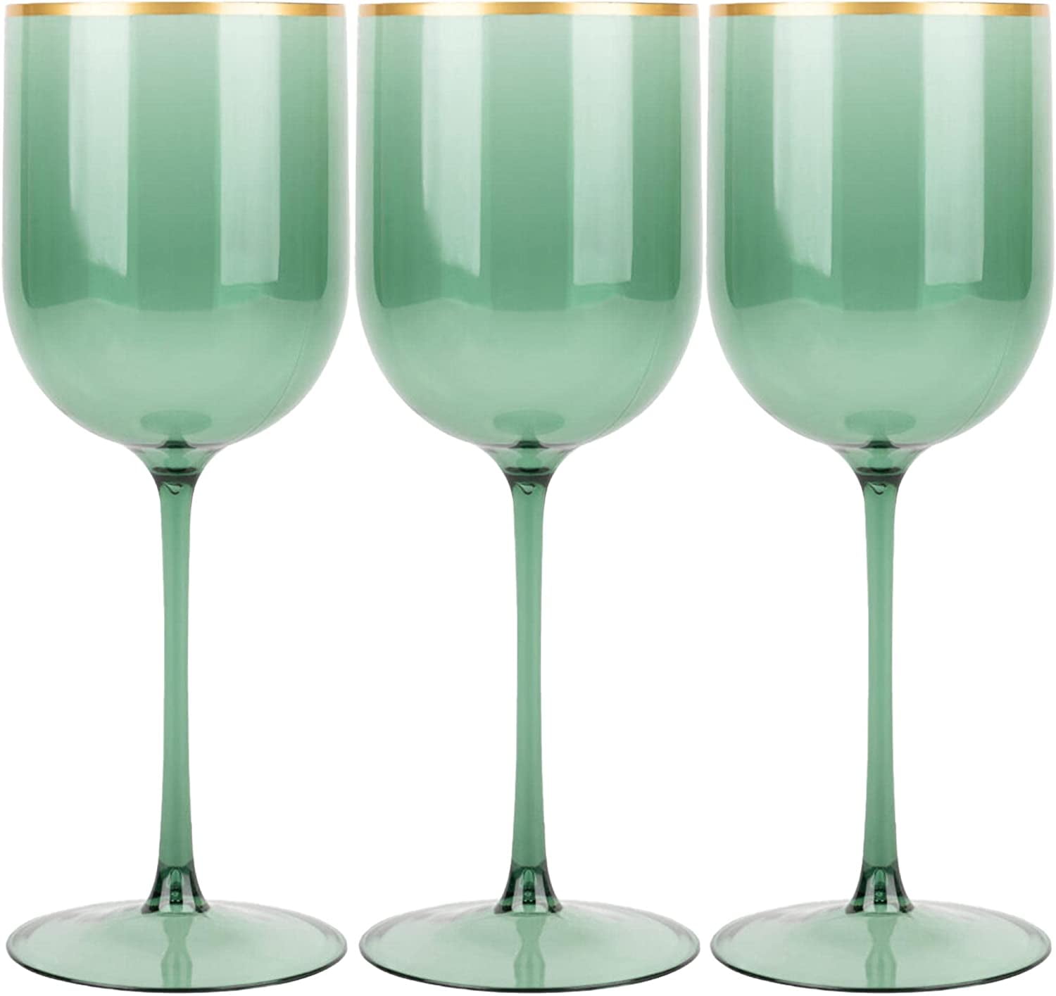 4-Translucent Iridescent Green Holiday Wine Egg Nog Glasses 6 3/8”T x3  5/8”dia
