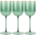 thumbnail image 2 of (2 PACK) EcoQuality Translucent Plastic Green Wine Glasses with Gold Rim - 12 oz Wine Glass with Stem, Disposable Shatterproof Wine Goblets, Reusable, Elegant Drink Cup Tumblers Weddings, Party, 2 of 3