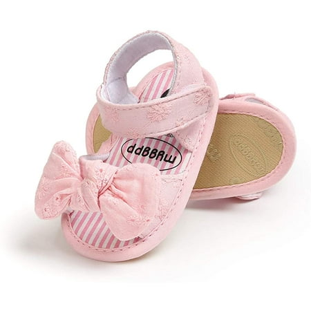 

Infant Baby Girls Summer Sandals with Flower Soft Sole Newborn Toddler First Walker Crib Dress Shoes