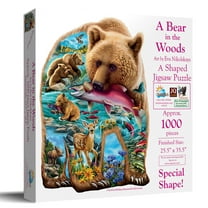 SUNSOUT INC - A Bear in the Woods - 1000 pc Shaped Jigsaw Puzzle by Artist: Eva Nikolskaya - Finished Size 24" x 35" - MPN# 97089